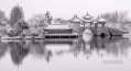 Jardín chino en blanco y negro